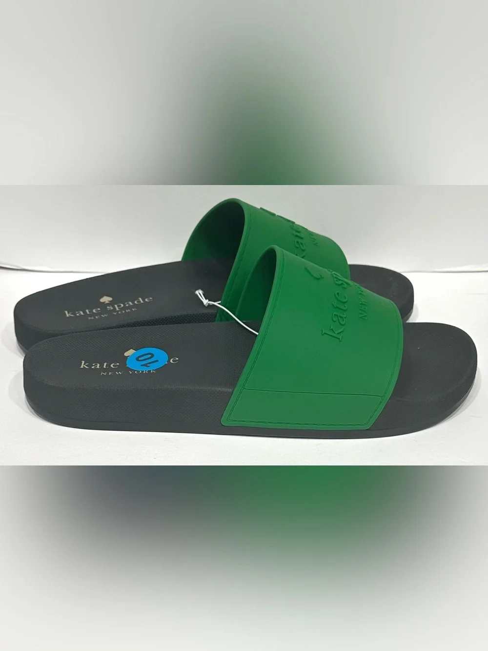 kate spade Green and Black Logo Slide Sandals